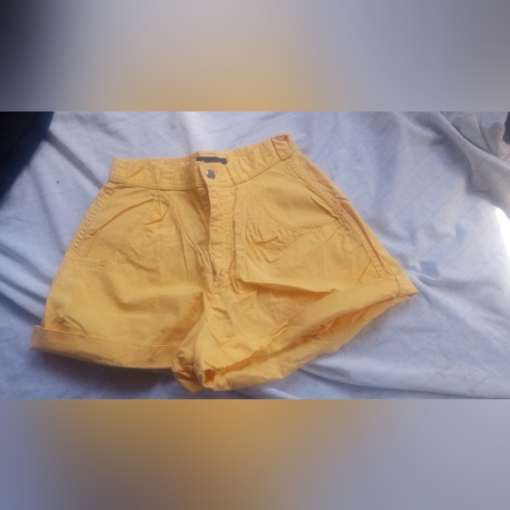 Yellow High Waist Relaxed Fit Shorts